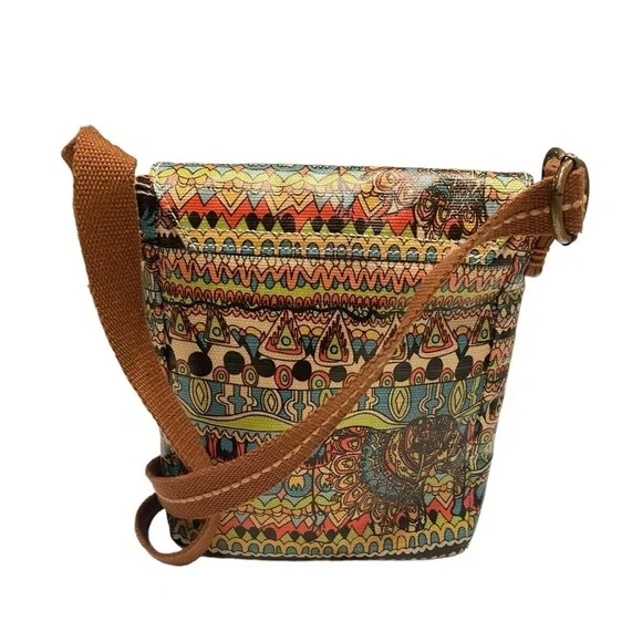 Sakroots Boho Festival Coated Canvas Small Flap Messenger Crossbody Bag Purse - Picture 6 of 16